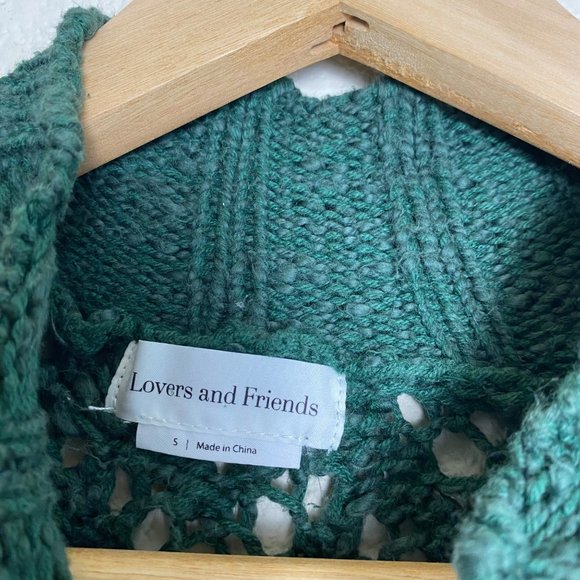 Lovers & Friends Daybreak Long Sleeve Cable Knit Mock Neck Sweater Forest Green - Picture 8 of 8